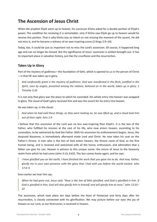 First page of the sermon on the ascension of Jesus Christ